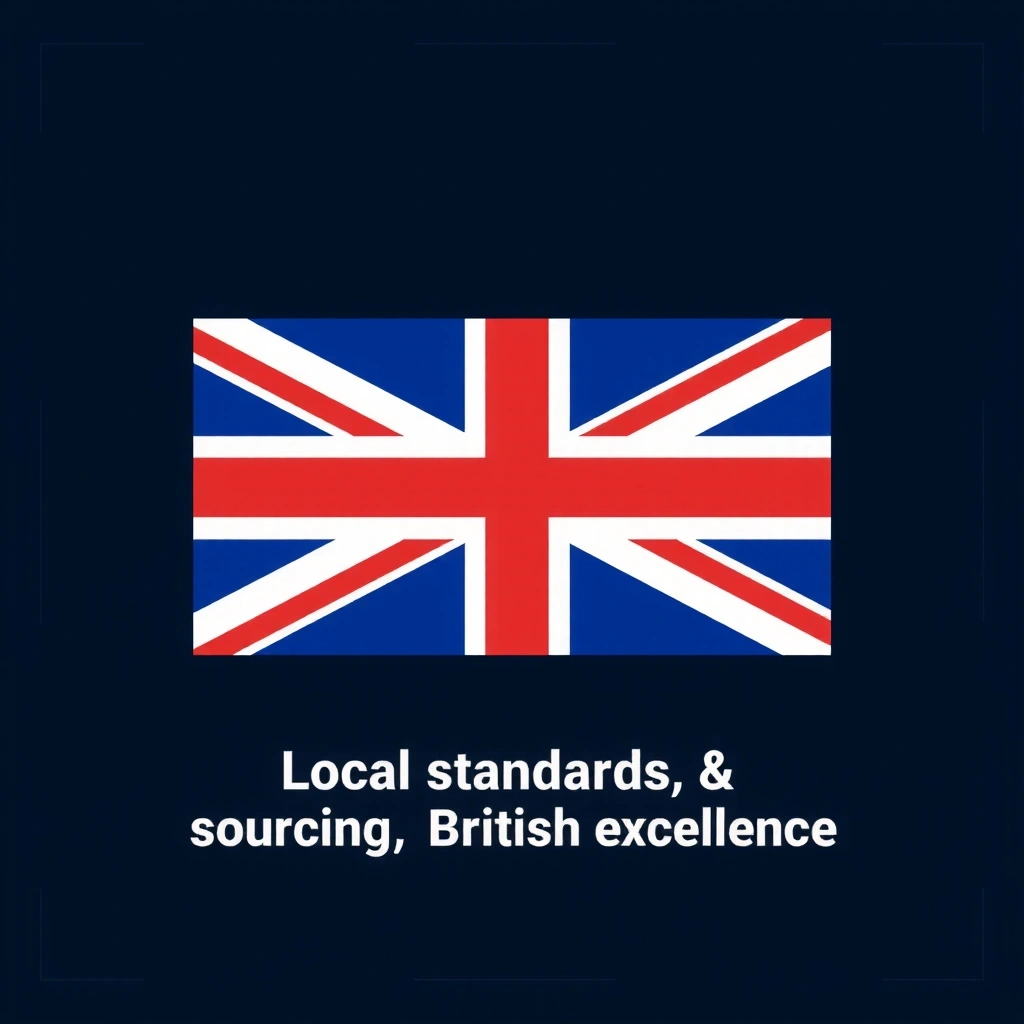UK flag icon representing local standards and sourcing